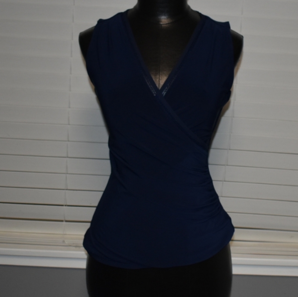 White House Black Market Deep Blue Wrap Blouse
